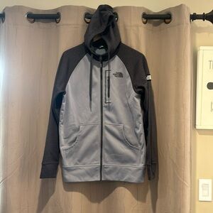 EUC men’s north face zipper up jacket with hood size small in gray